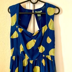 Anthropologie blue dress w yellow leaves by Maple